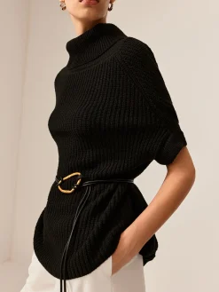 COMMENSE Turtleneck Half-Sleeve Sweater Without Belt* Sweater Tops|Sweaters & Cardigans