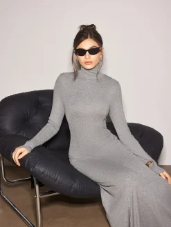 COMMENSE Turtleneck Jersey Long Dress* Casual Dresses|Work Dresses