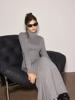 COMMENSE Turtleneck Jersey Long Dress* Casual Dresses|Work Dresses