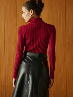 COMMENSE Turtleneck Ribbed Slim Sweater* Sweater Tops|Sweaters & Cardigans