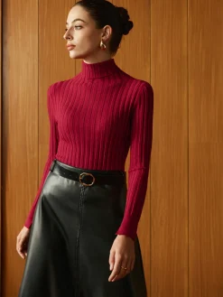 COMMENSE Turtleneck Ribbed Slim Sweater* Sweater Tops|Sweaters & Cardigans