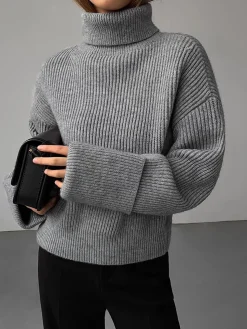 COMMENSE Turtleneck Ribbed Warm Sweater* Sweater Tops|Sweaters & Cardigans