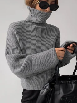 COMMENSE Turtleneck Ribbed Warm Sweater* Sweater Tops|Sweaters & Cardigans