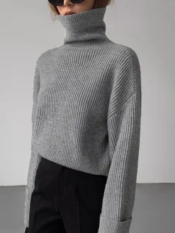 COMMENSE Turtleneck Ribbed Warm Sweater* Sweater Tops|Sweaters & Cardigans
