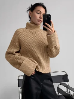 COMMENSE Turtleneck Ribbed Warm Sweater* Sweater Tops|Sweaters & Cardigans