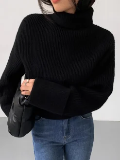 COMMENSE Turtleneck Ribbed Warm Sweater* Sweater Tops|Sweaters & Cardigans