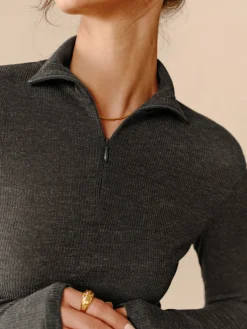 COMMENSE Turtleneck Ribbed Zipper Blouse* Blouses & Shirts|Tops