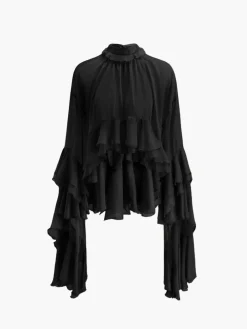 COMMENSE Turtleneck Ruffle Chiffon Shirt* Blouses & Shirts|Tops