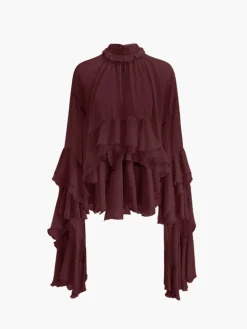 COMMENSE Turtleneck Ruffle Chiffon Shirt* Blouses & Shirts|Tops