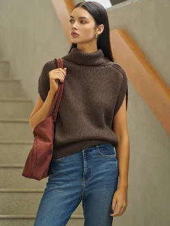 COMMENSE Turtleneck Shrug Sweater Vest* Sweater Vests|Sweaters & Cardigans