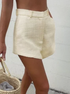 COMMENSE Tweed Backless Plain Shorts Set* Shorts Sets|Shorts
