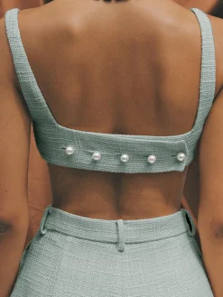 COMMENSE Tweed Backless Plain Shorts Set* Shorts Sets|Shorts