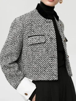 COMMENSE Tweed Boucle Crop Blazer* Outerwear|Crop Tops