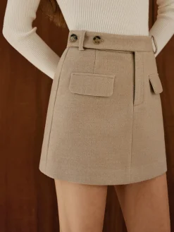 COMMENSE Tweed Button Mini Skirt* Skirts