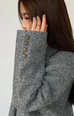 COMMENSE Tweed Long Blazer Without Belt* Outerwear|Blazers