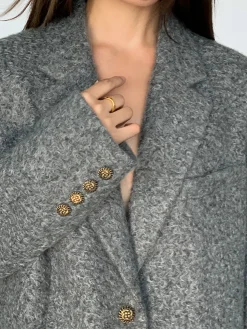 COMMENSE Tweed Long Blazer Without Belt* Outerwear|Blazers