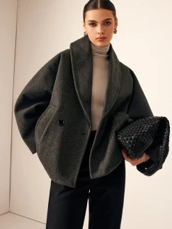 COMMENSE Tweed Pockets Loose Coat* Outerwear|Coats