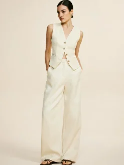 COMMENSE Tweed Sleeveless Baggy Pants Set* Pants Sets|Wide Leg