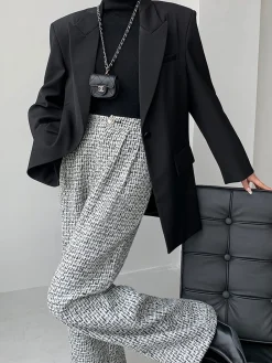 COMMENSE Tweed Wide Leg Dress Pants* Wide Leg|Pants