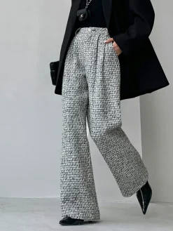 COMMENSE Tweed Wide Leg Dress Pants* Wide Leg|Pants
