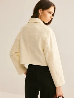 COMMENSE Tweed Zipper Polo Jacket* Outerwear|Tops