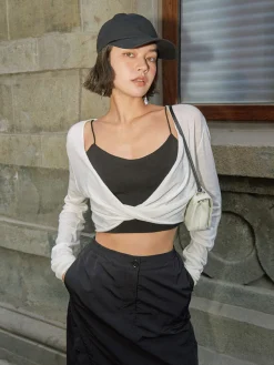 COMMENSE Twist Cover Up Crop Knit Top* Sweater Tops|Sweaters & Cardigans