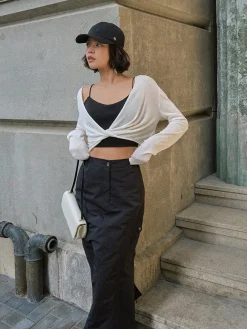 COMMENSE Twist Cover Up Crop Knit Top* Sweater Tops|Sweaters & Cardigans