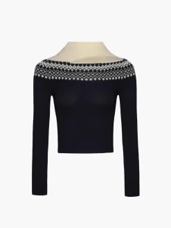 COMMENSE Two Tone Cutout Slim Sweater* Sweater Tops|Sweaters & Cardigans