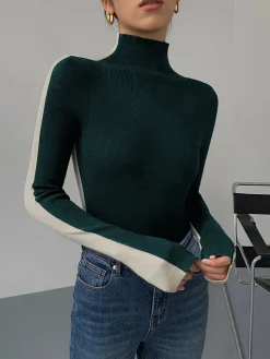 COMMENSE Two Tone Double Sided Long Sleeve Knit Top* Sweater Tops|Sweaters & Cardigans
