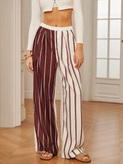 COMMENSE Two Tone Pinstripe Pocket Pants* Pants|Bottoms