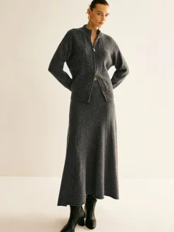 COMMENSE Two Way Zip Soft Skirt Set* Skirt Sets|Long Sleeve Sets