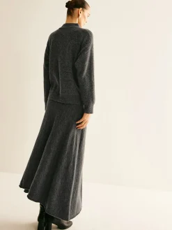 COMMENSE Two Way Zip Soft Skirt Set* Skirt Sets|Long Sleeve Sets