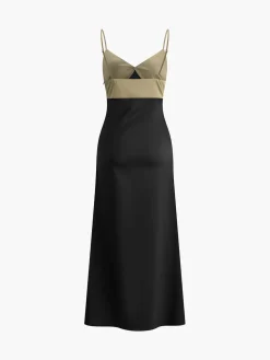 COMMENSE Two-Tone Cami Long Dress* Black Dresses|Cocktail & Party Dresses