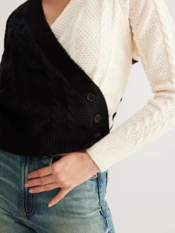 COMMENSE Two-Tone Criss Cross Button Knit Top* Sweater Tops|Sweaters & Cardigans