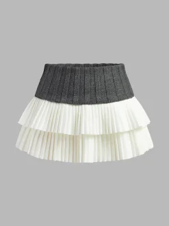 COMMENSE Two-Tone Pleated Mini Skirt* Skirts|Bottoms