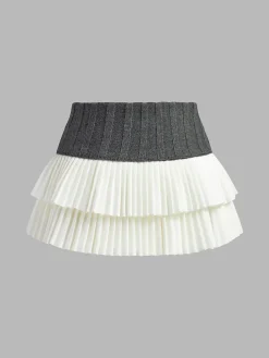 COMMENSE Two-Tone Pleated Mini Skirt* Skirts|Bottoms