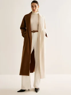 COMMENSE Two-Tone Slit Tweed Long Coat* Outerwear|Coats