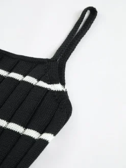 COMMENSE Two-Tone Striped Midi Sweater Dress* White Dresses|Sweater Dresses