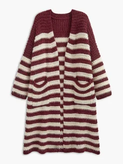COMMENSE Two-Tone Striped Pockets Long Cardigan* Cardigans|Sweaters & Cardigans