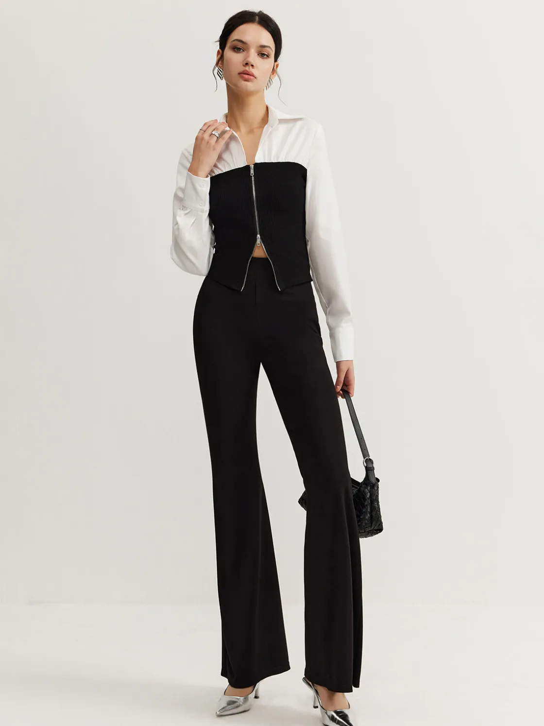 COMMENSE Two-Way Zip Color Block Polo Shirt* Blouses & Shirts|Tops