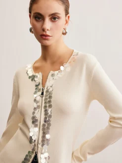 COMMENSE Two-Way Zip Sequins Cardigan* Cardigans|Sweaters & Cardigans