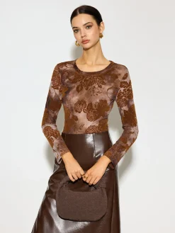 COMMENSE Tye Dye Printed Slim Mesh Top* Tops