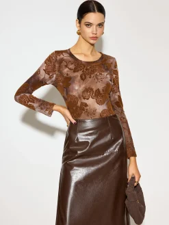 COMMENSE Tye Dye Printed Slim Mesh Top* Tops