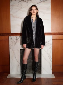 COMMENSE Ultra Warm Draped Faux Fur Coat* Outerwear|Coats