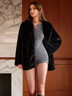COMMENSE Ultra Warm Draped Faux Fur Coat* Outerwear|Coats