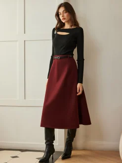 COMMENSE Umbrella Shape Belted Skirt* Skirts|Bottoms