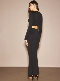 COMMENSE U-Ring Cutout Crop Skirt Set* Skirt Sets|Long Sleeve Sets