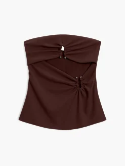COMMENSE U-Ring Cutout Zippered Tube Top* Tank Tops & Camis|Tops