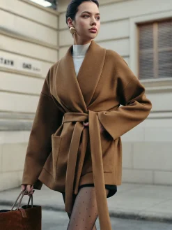 COMMENSE Utility Belted Tweed Coat* Outerwear|Coats
