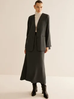 COMMENSE Utility Breasted Split Suit Skirt Set* Skirt Sets|Long Sleeve Sets